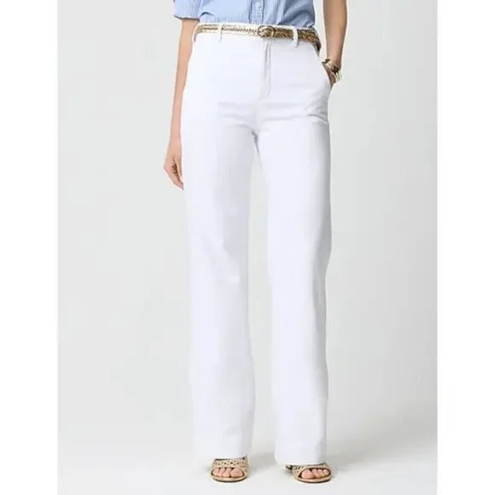 J. Crew Plus Drapey Denim Wide Leg Trouser Pants White Size 33 NWT